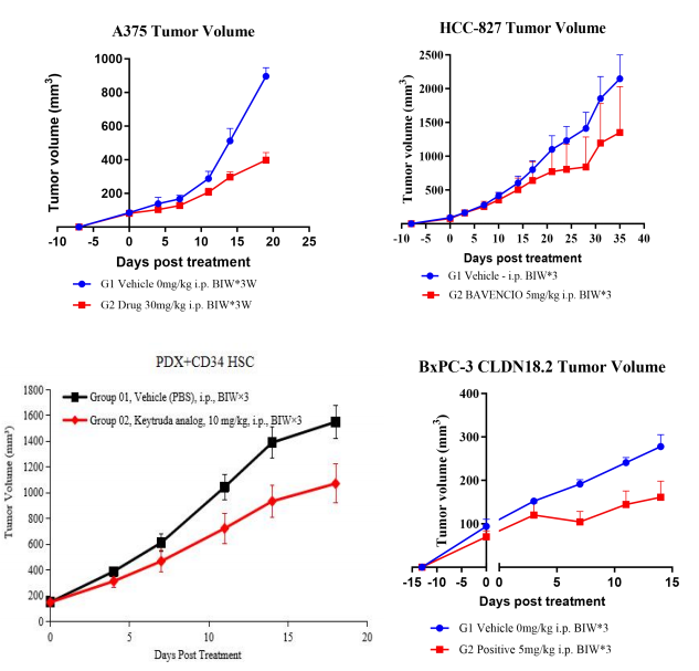 Fig.4 Antitumor activity across multiple models and agents.